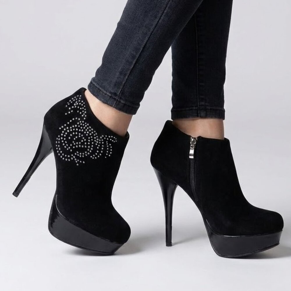 Studded Platform Stiletto Ankle Boots Black 8.5 Bamboo